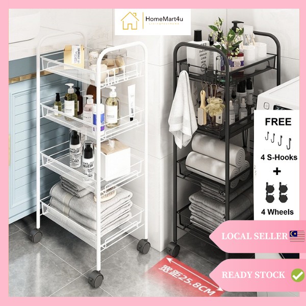 Wheeled Rack for Kitchen Goods 3/4/5 Tier TrolleyTierTierTierTierTier ...