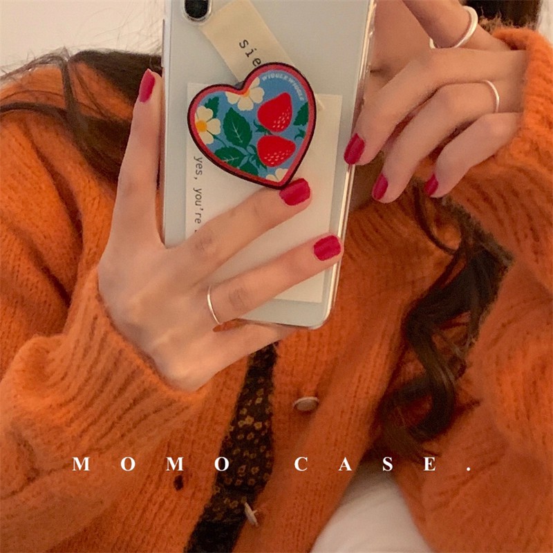 Strawberry Love Phone Holder Phone Bracket Colorful Heart Airbag Telescopic Phone Stand