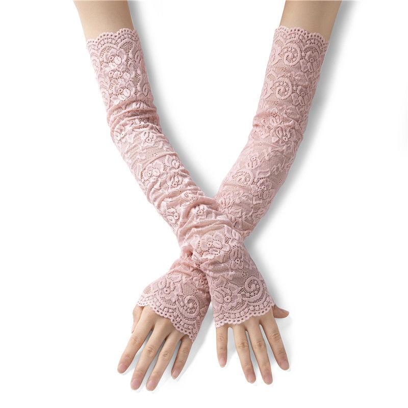 Women Anti-UV Lace Arm Sleeves UV protection Hand Socks For Driving Cycling Outdoor Sports 1pair