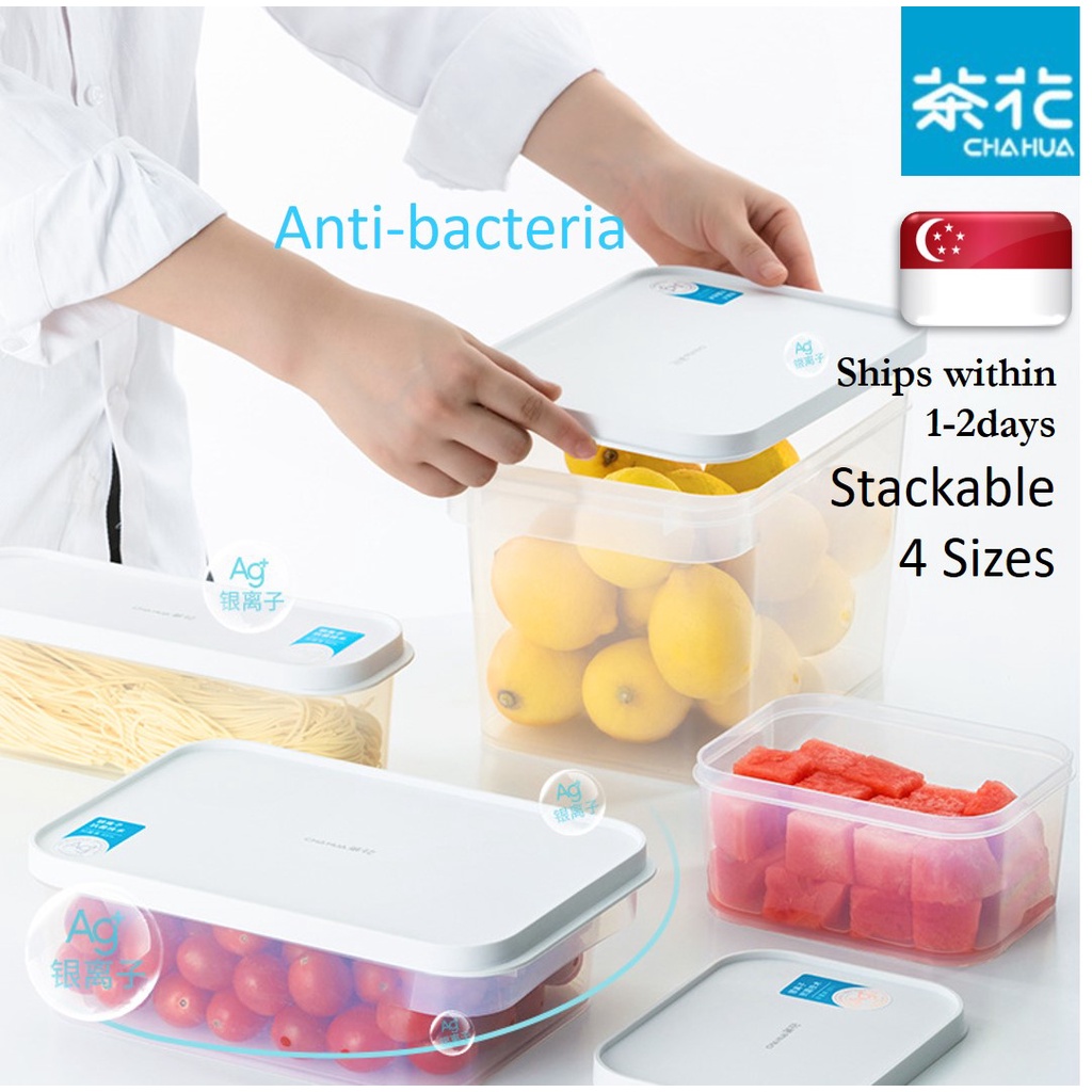 ChaHua AntiBacteria Stackable Food Storage Container Box, Kitchen/Drawer/Fridge (Ag+, Anti