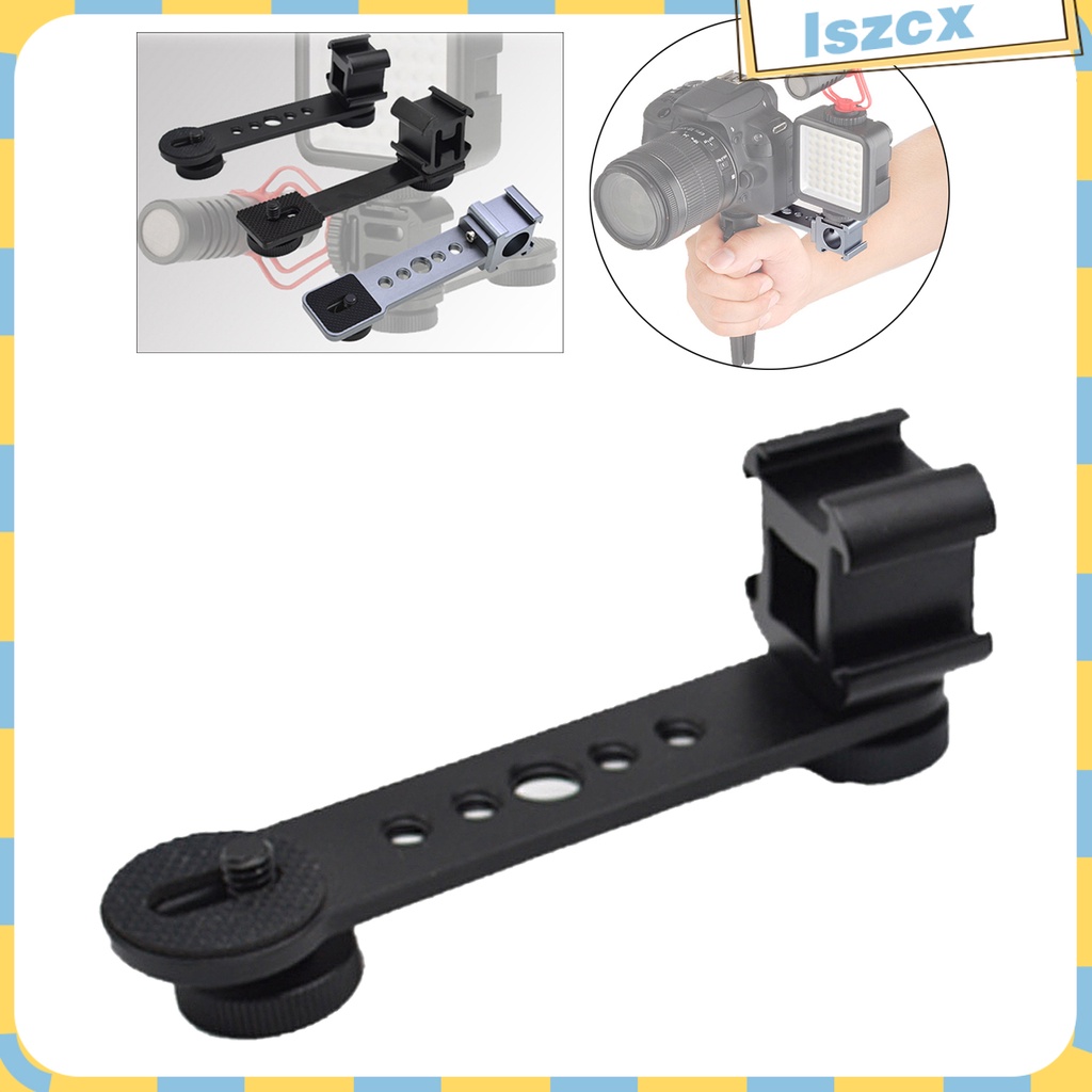 Triple Cold Shoe Mount Universal Extension Bracket Flash Bracket with 1