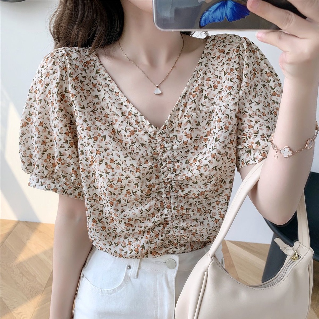 Drawer M.SUMMER1 Cotton Ribbed Short Sleeve Top Cut tops 6517-299-0688 Light blue main image 0