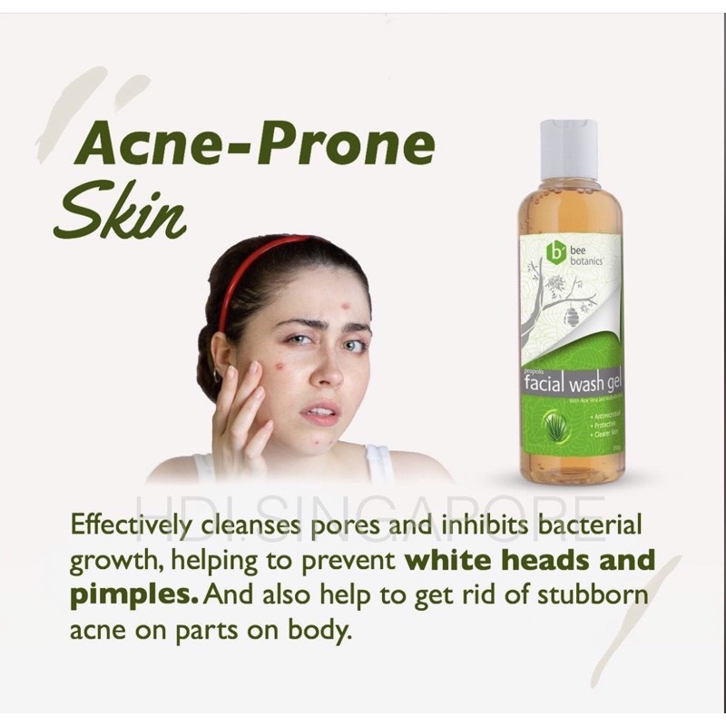 Propolis Facial Wash Gel HDI (250ml) Acne Cleanser Shopee Singapore
