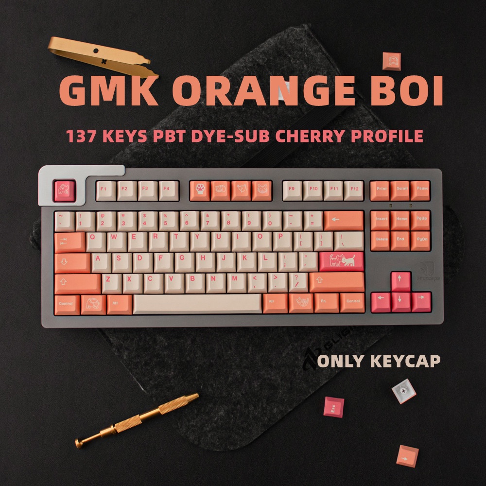 129 Key PBT keycaps DYE SUB Cherry Profile Personalized GMK Orange Boi ...