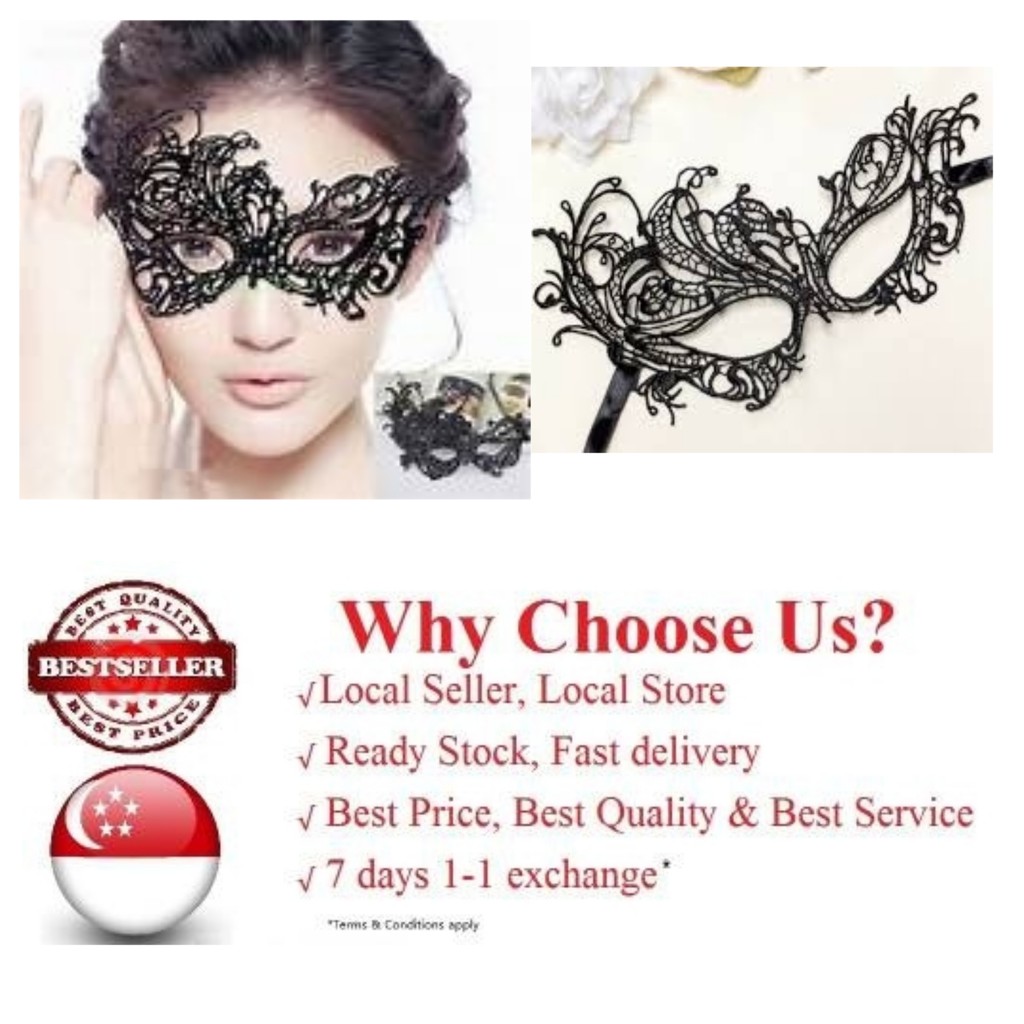 🇸🇬 [Self Collect] 3 for $10 Black Venetian Lace Mask Party Women ...