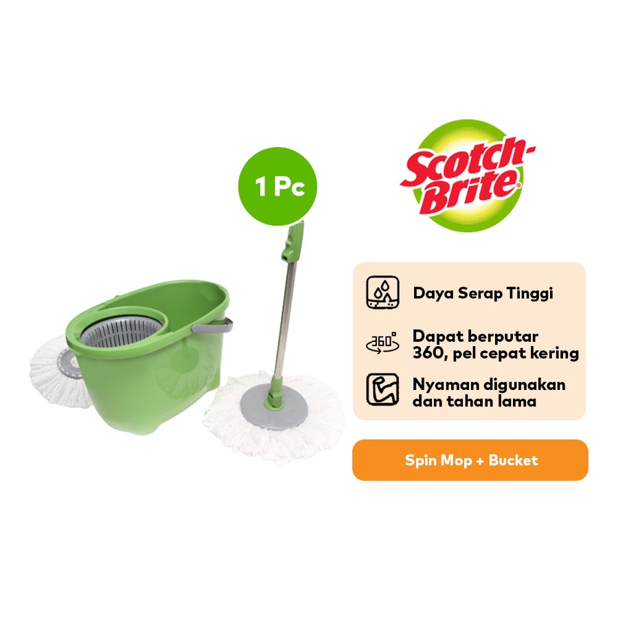 3m Scotch Brite Eco T0 Spin Mop Bucket Floor Mop Tool Swivel Bucket