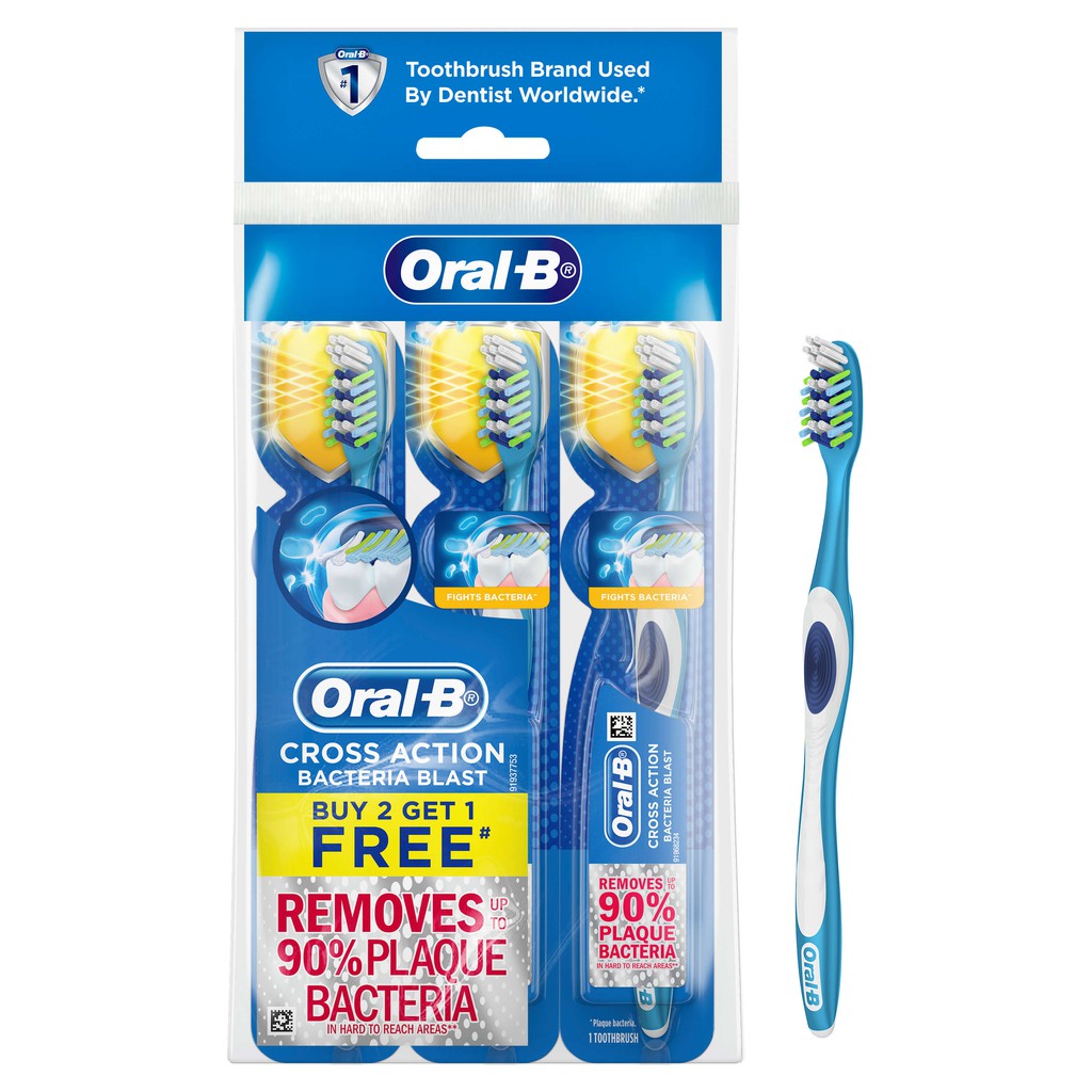 Oral-B Cross Action Bacteria Blast 3s Manual Toothbrush | Shopee Singapore