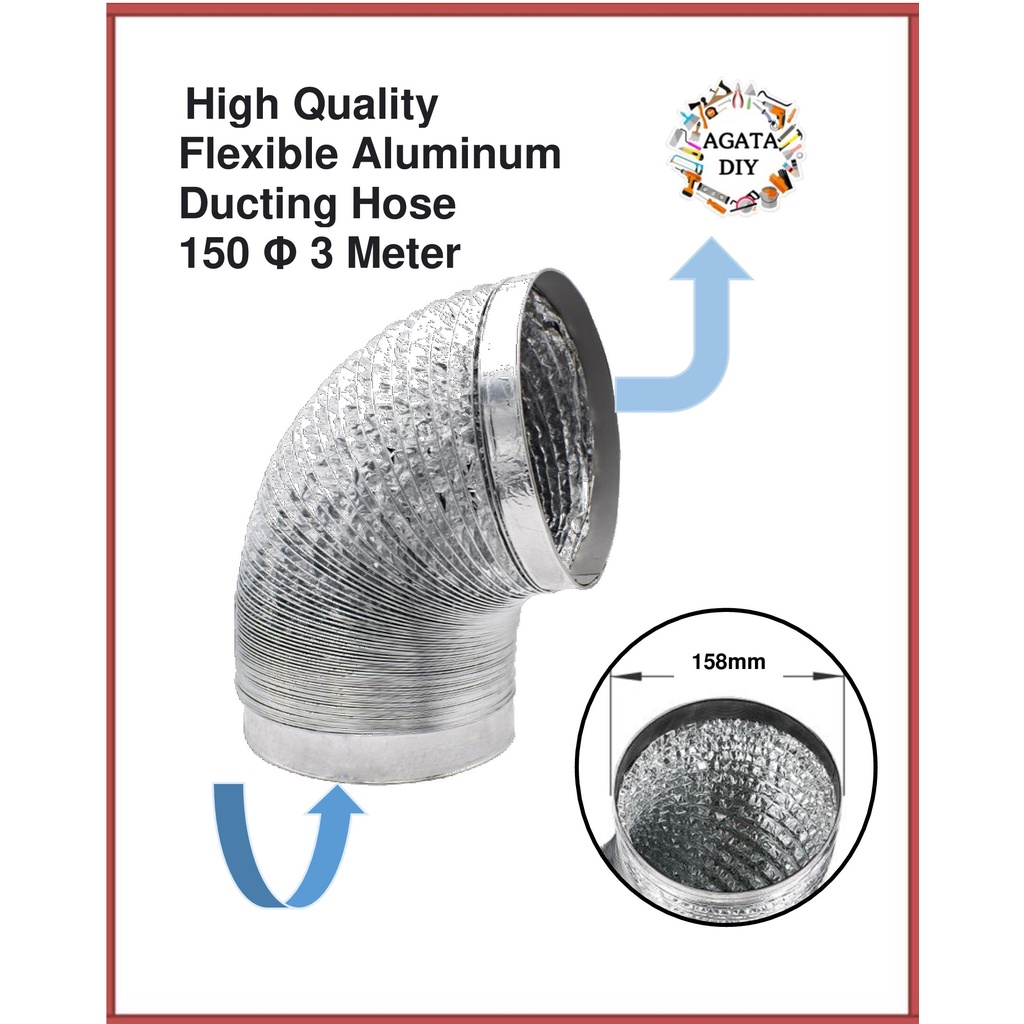 Aluminum 150mm (6") Flexible Duct /Kitchen Air Exhaust Fan Ducting Hose