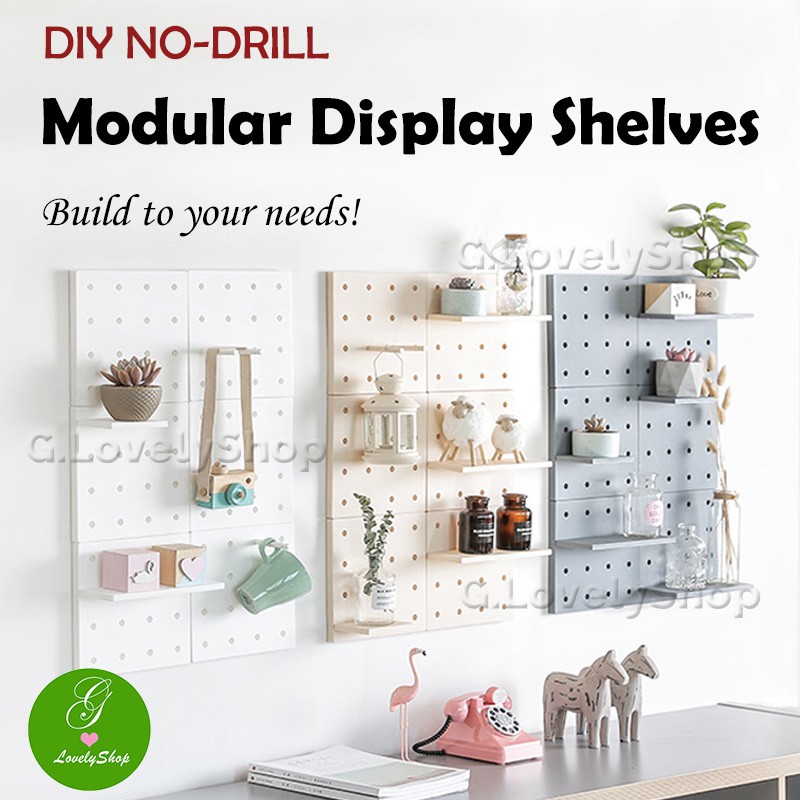 4-in-1 Modular Wall Storage Display Shelf DIY. No Drilling!