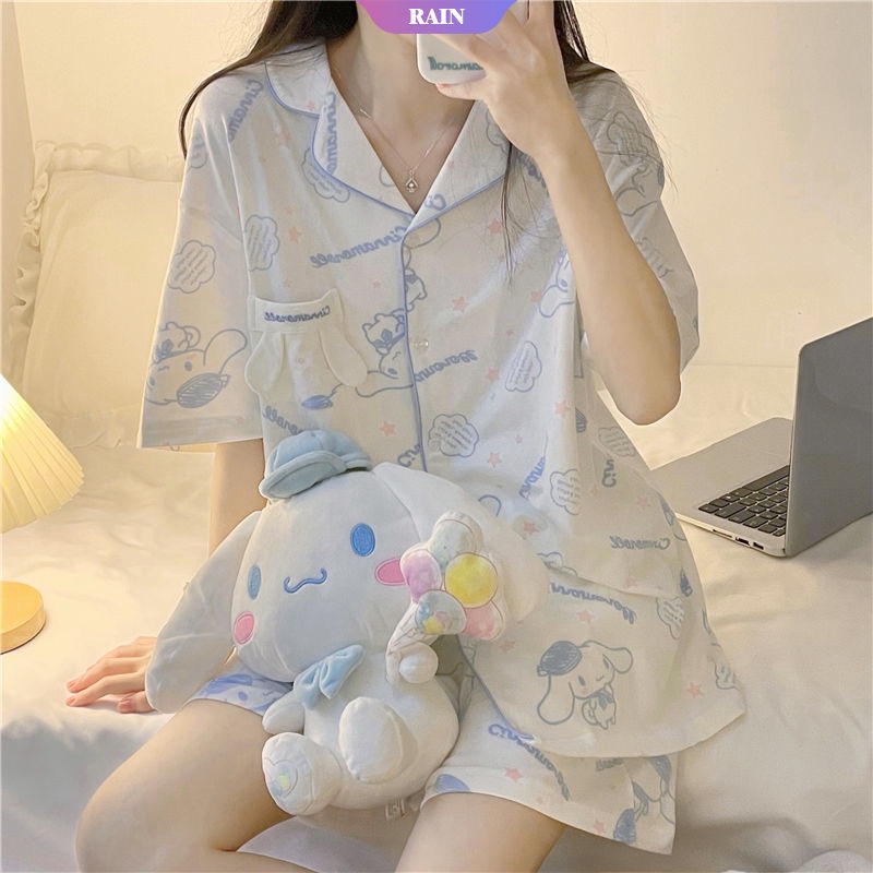 Ins Cartoon Sanrio Cinnamoroll Print Pyjamas Women Clothing Sets Summer ...