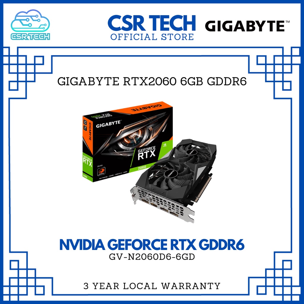 GIGABYTE RTX 2060 6GB GDDR6 GPU Graphic Card GV-N2060D6-6GD (LHR ...
