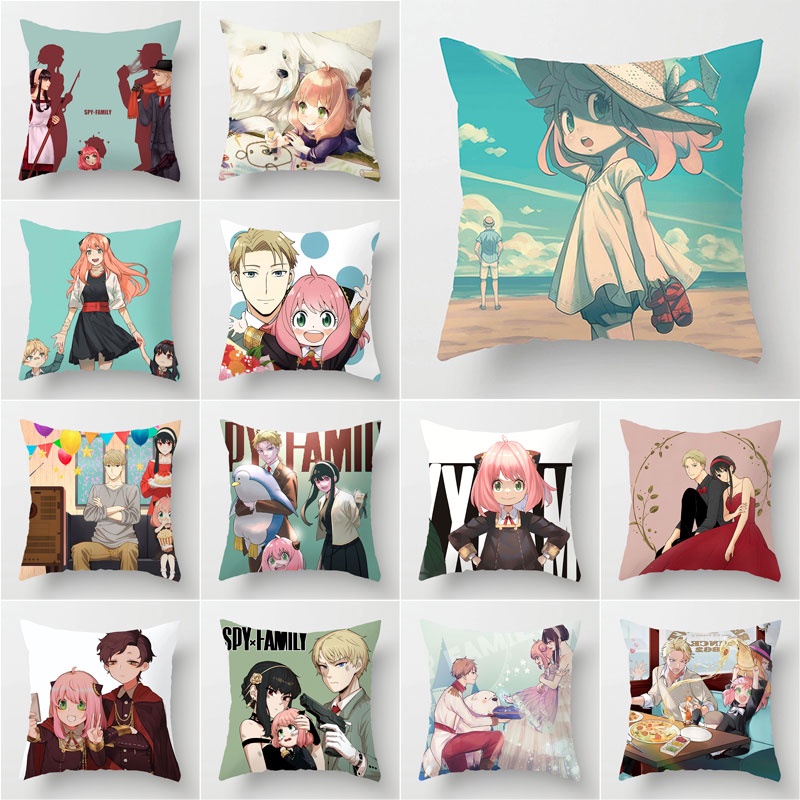 45 45cm Japanese Anime Spy x Family Polyester Throw Pillow Cover Car Cusion Home Decorative Pillowcase Shopee Singapore