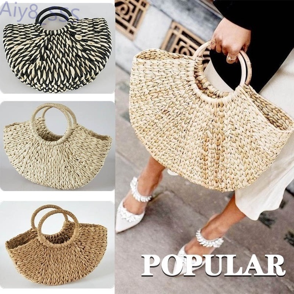 White hot sale rattan handbag