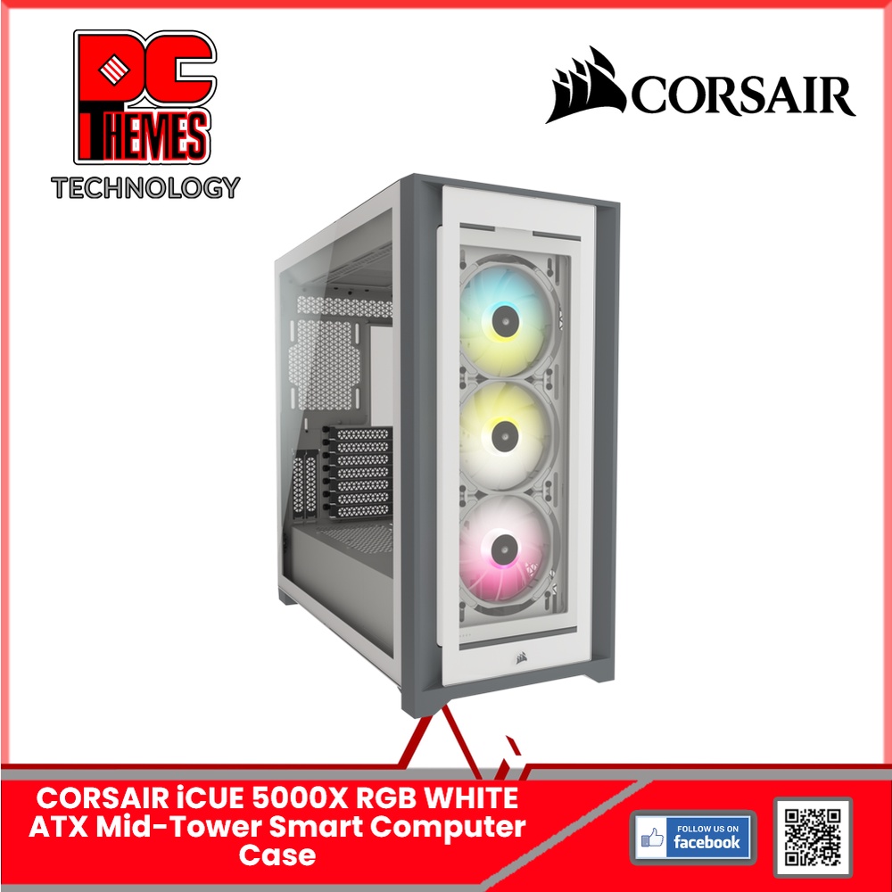 Corsair iCUE 5000X RGB WHITE ATX Mid-Tower Smart Computer Case | Shopee ...