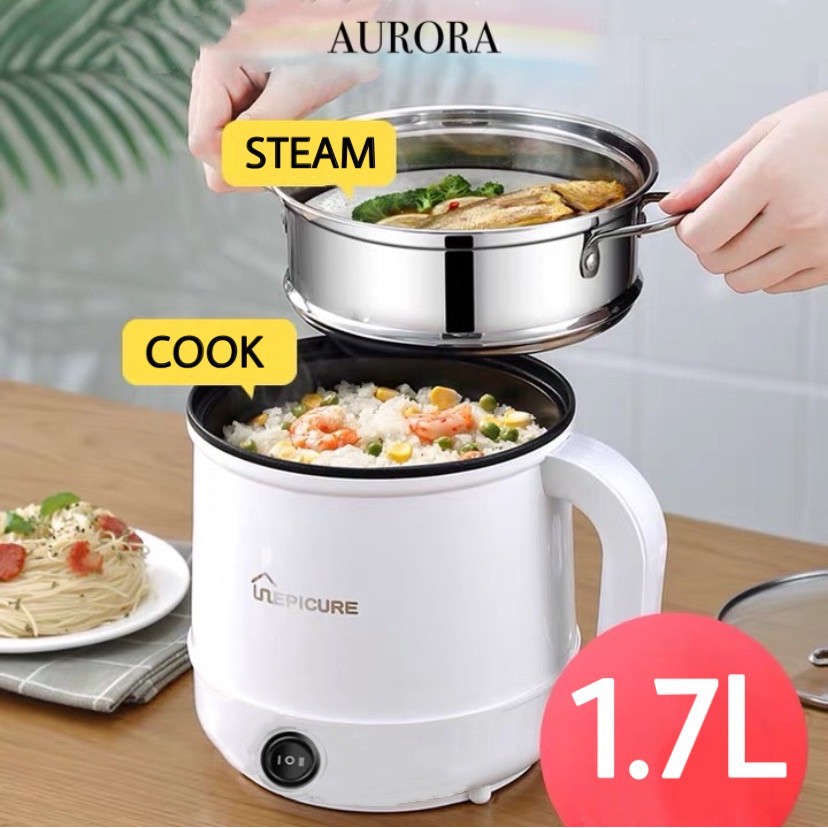 220V 1.7L Electric Multi Cooker Non-stick Inner Frying Pot Household  Electric Rice Cooker Hot Pot With Steamer