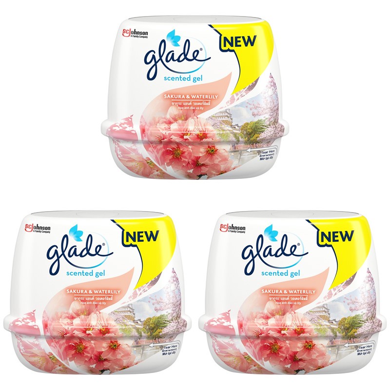 [Bundle Of 3] Glade Scented Gel Sakura & Waterlily Air Freshener 180g