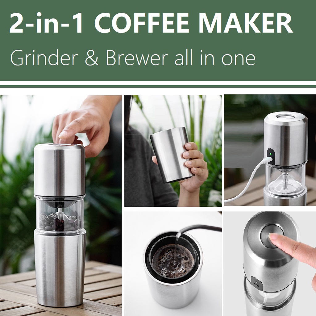 Coffee grinder outlet brewer