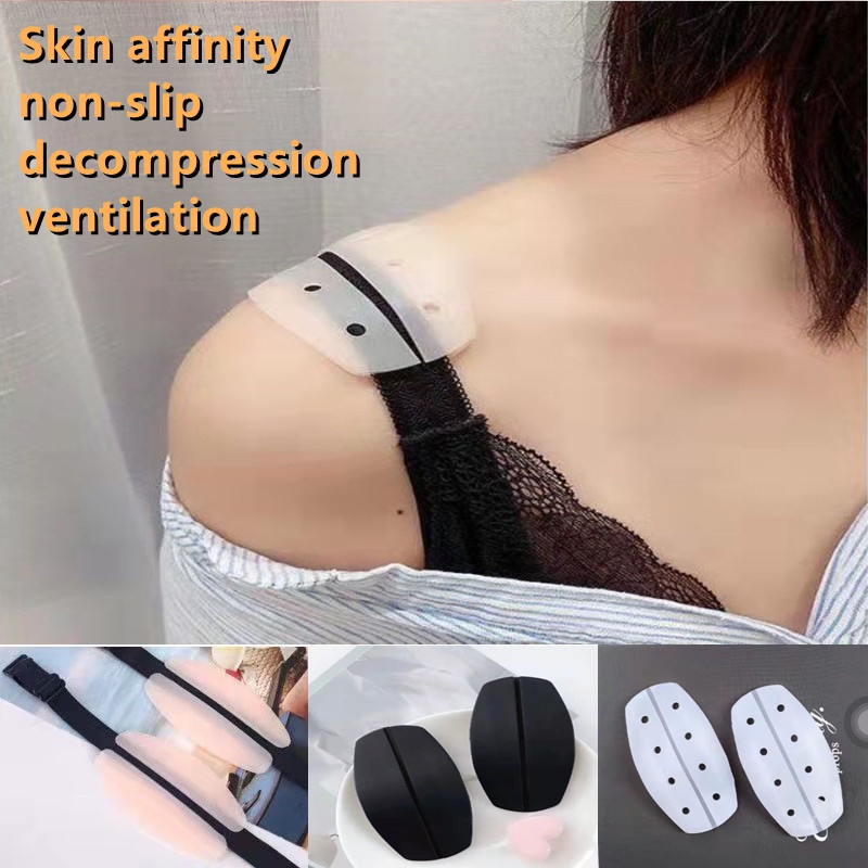 4 Pair Women Underwear Shoulder Pads Silicone Bra Strap Decompression  Anti-Slip Shoulder Pads Accessories (White and Skin Color)