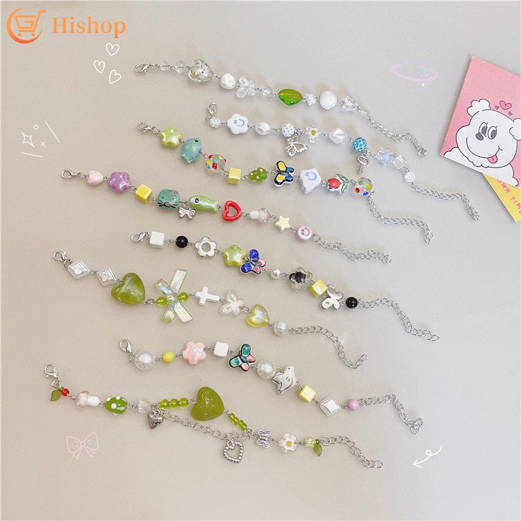 Cute Flower Butterfly Heart Bracelet Colorful Smiley Star Chain Bracelets for Women Accessories Jewelry