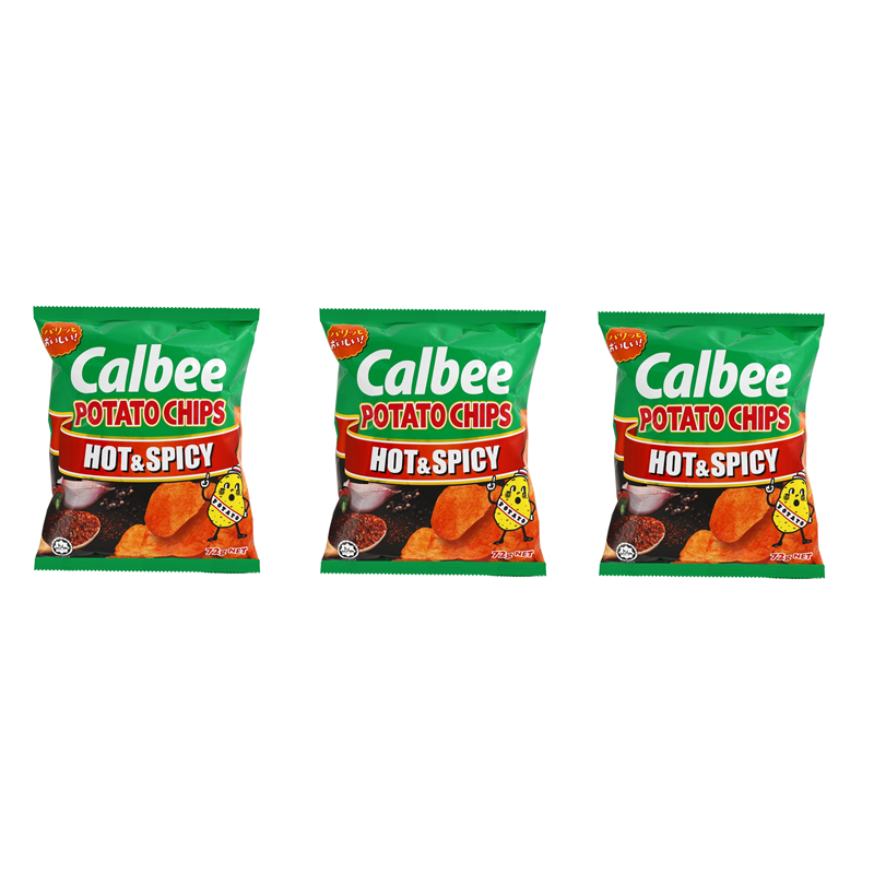 [Bundle of 3] Calbee Potato Chips Hot & Spicy, 72g [Japanese] (Halal) Shopee Singapore