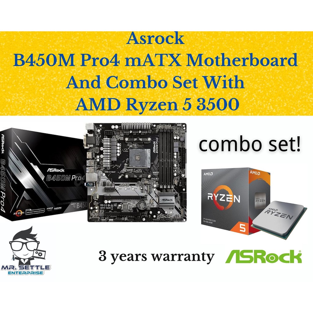 ASRock B450M Pro4+Ryzen5 3500+DDR4 わるい 8GB×2