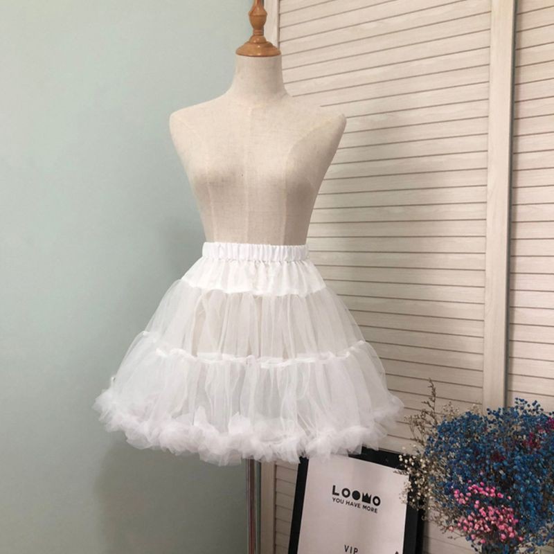 Ivy Women Girls Ruffled Short Petticoat Solid White Color Fluffy Bubble ...