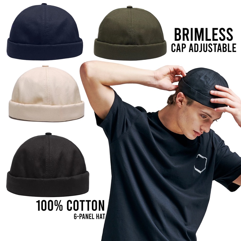 Plain Solid Brimless Cap Adjustable Skull Baseball Cap Viral Topiah ...