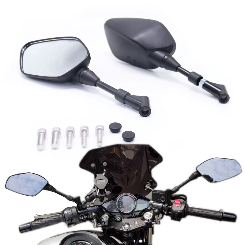 Universal Black Motorcycle Mirrors Side Mirrors Motorbike rear