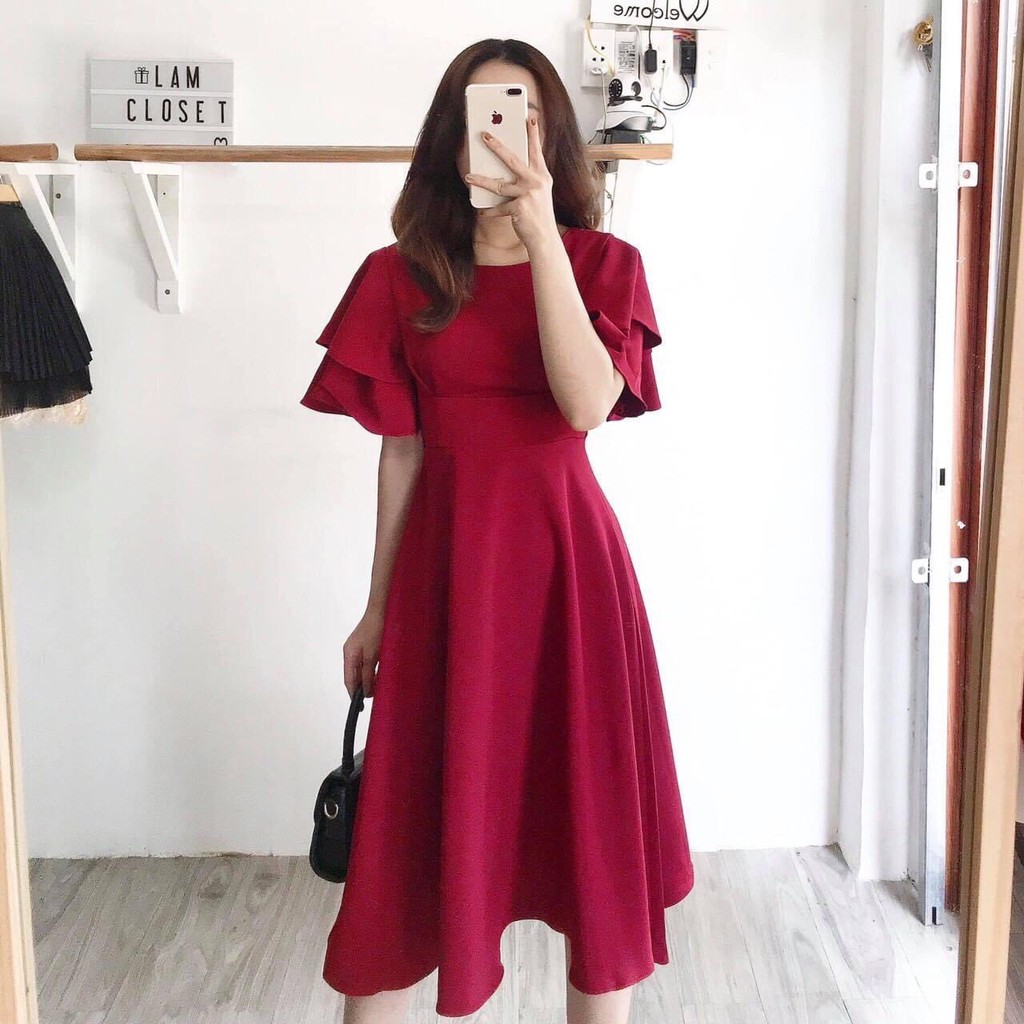 Freesize skirt with 4-color ruffled sleeves | Shopee Singapore