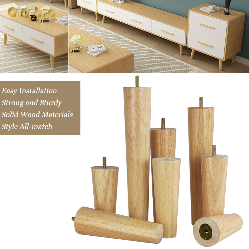 Oak Conical Furniture Leg M6/M8/M10 Screw Wood Sofa Leg for DIY