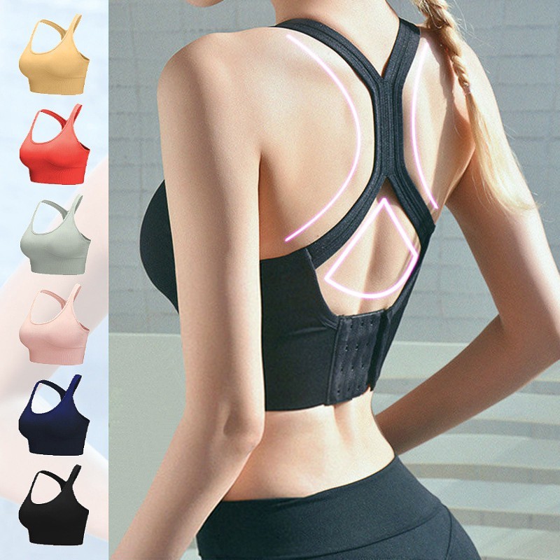 Sports Bra Shockproof Running Bra Adjustable Back Four Row Buckle Back Yoga