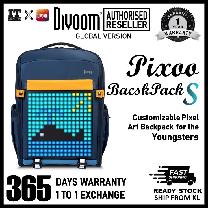 Divoom Pixoo Backpack S Customizable RGB Pixel Art Multi Compartments ...