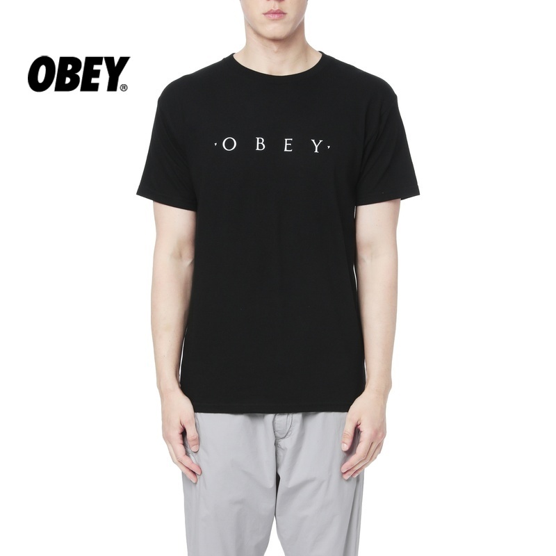 OBEY Men s Spring Summer Letter Print Round Neck Trend Casual