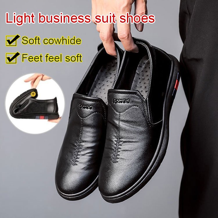 【Pure cowhide】Men's business one-pedal leather shoes | Shopee Singapore