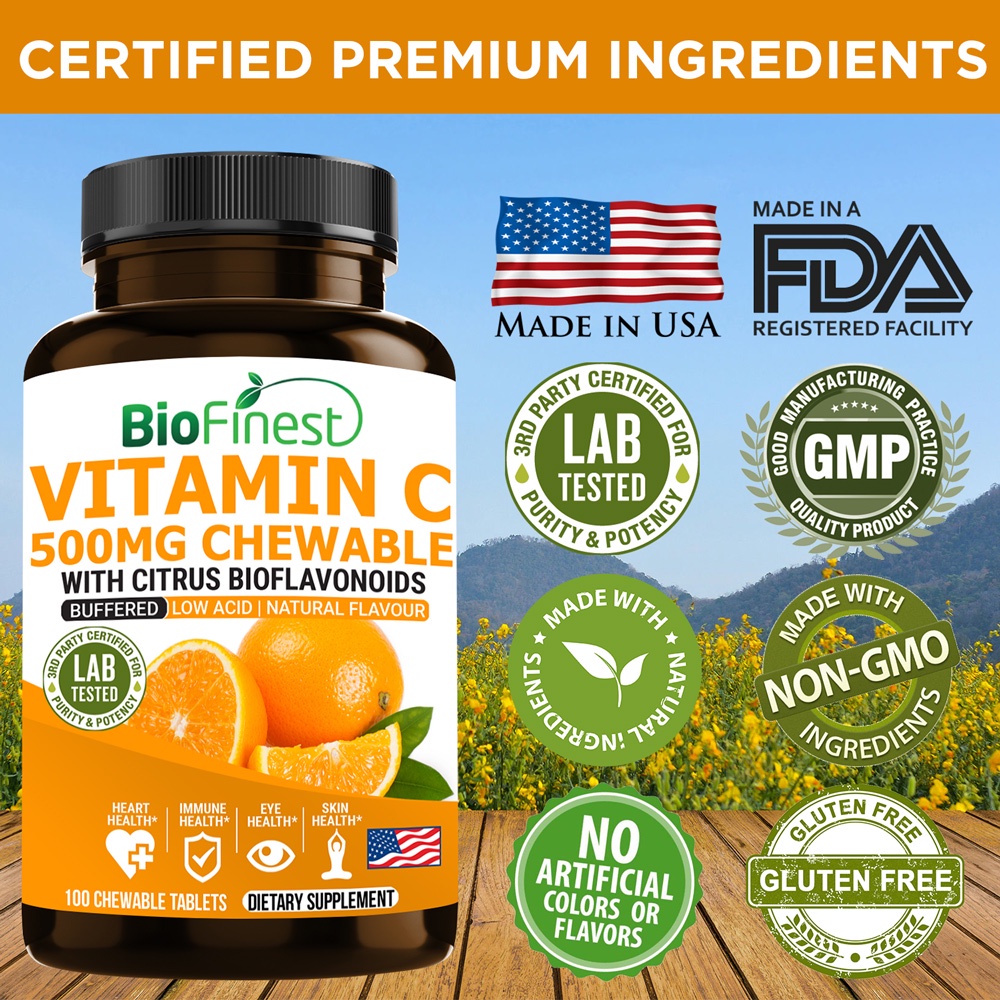 Biofinest Buffered Vitamin C 500mg - Antioxidant Citrus Bioflavonoids ...