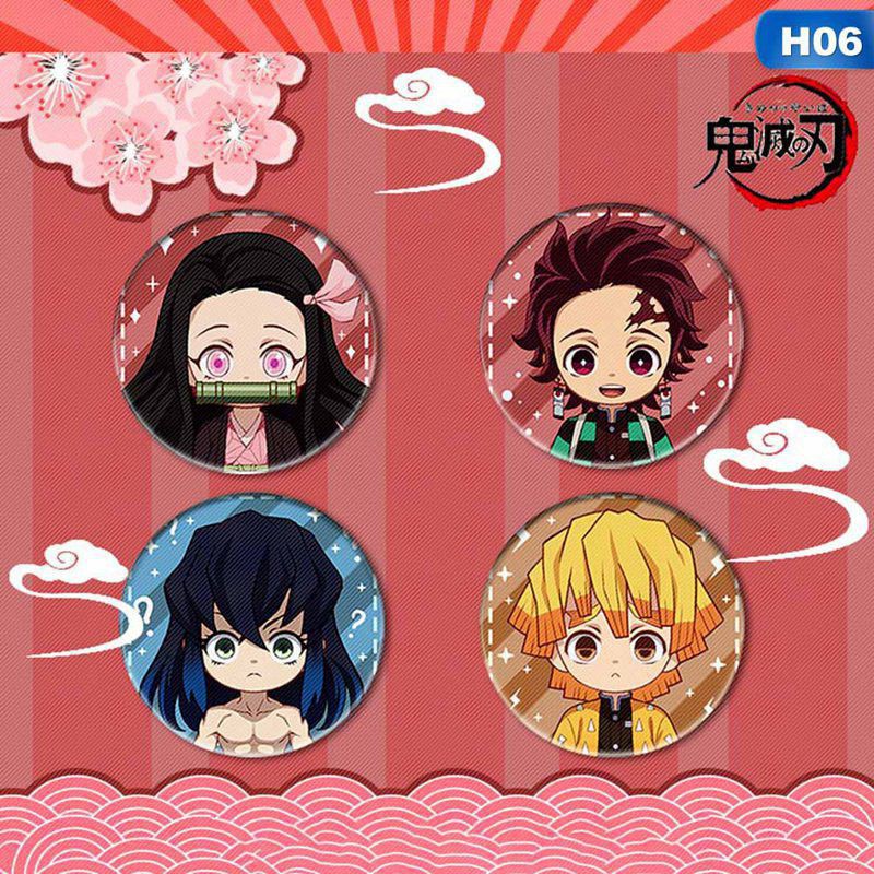 Anime Button Badge Kimetsu No Yaiba Demon Slayer Tanjiro Nezuko Zenitsu Giyu Inosuke Shopee 1191