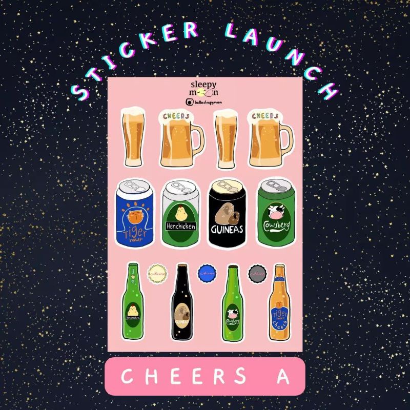 Cheers-A Sticker Sheet | aesthetic cute kawaii bullet journal scrapbook ...