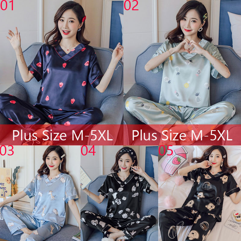 Silk Pajama Long Pants Terno Sleepwear Set Korean Home Wear LoungeWear Women