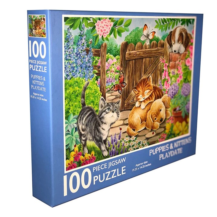 100 PC Jigsaw Puzzle: Puppies & Kittens Playdate | Shopee Singapore