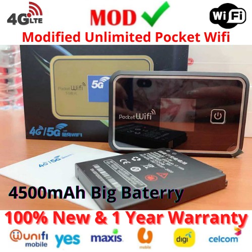 1 Year Warranty Modified Unlimited Pocket Wifi Modem With BIG Battery ...