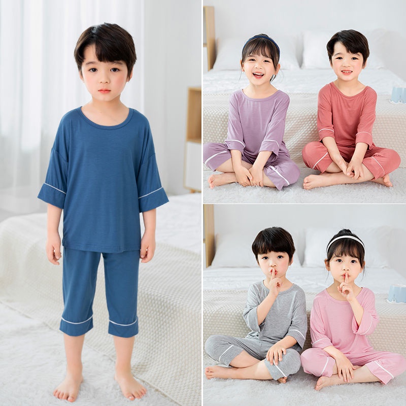 Ready Stock Children s ice modal pyjamas kids modal pajamas