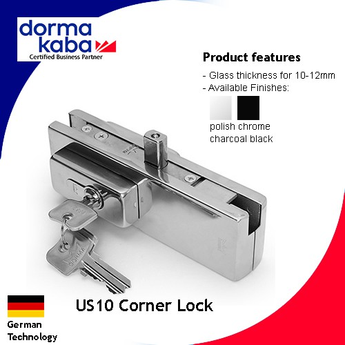 Dormakaba US10 Glass Corner Lock, Glass Door Lock Shopee Singapore