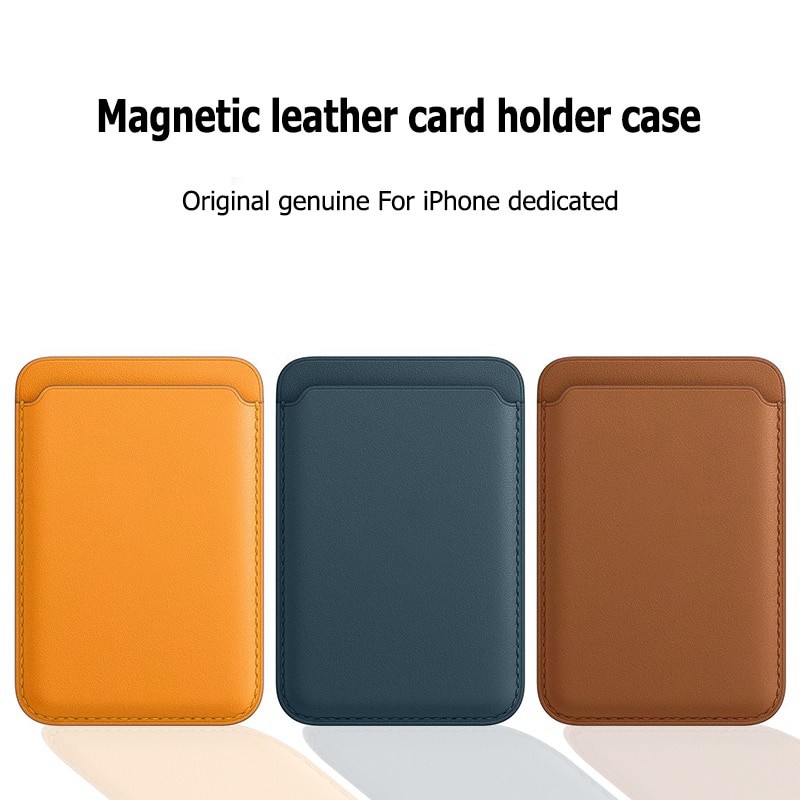 With LOGO Magnetic Luxury Leather Back Cover For iPhone 13 14 12 Pro Max Plus Adsorption For iPhone 12 13 mini Card Holder Phone Case
