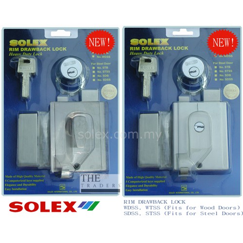 SOLEX HEAVY DUTY RIM DRAWBACK LOCK RIM LOCK FOR WOOD / STEEL DOORS ...