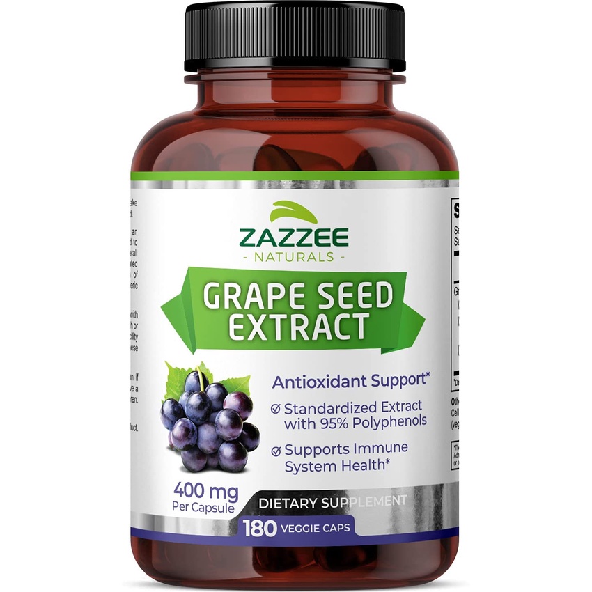 Zazzee High Strength Grape Seed 50:1 Extract, 20,000 mg Strength, 180 Vegan  Capsules, 95% Polyphenols, Concentrated, Standardized 50X Extract, 400 mg  per Capsule, Non-GMO, Natural | Shopee Singapore