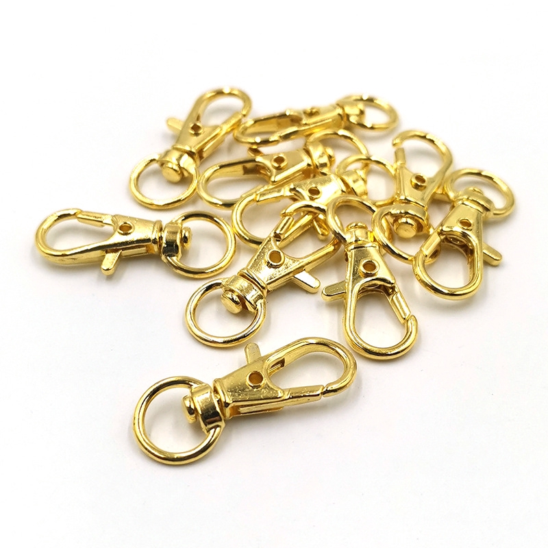 076【10pcs/lot Gold】Silver Split Key Ring Swivel Lobster Clasp Connector