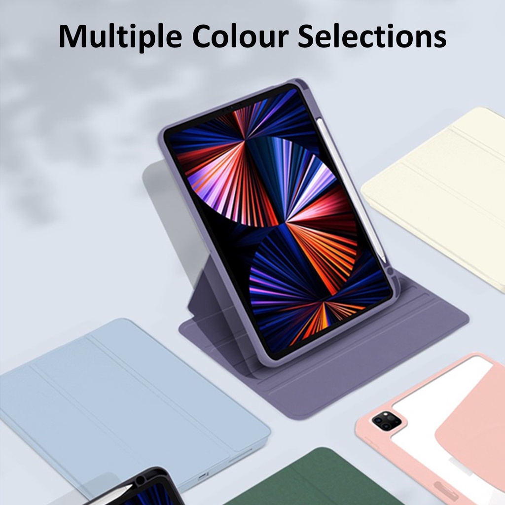 360 Rotate Case for iPad Air 4/5/6 11" 13" Gen 9/8/7 Mini 6/7 Gen 10th Pro 11" 12.9" Acrylic Clear Foldable Smartlock - Gambar 2