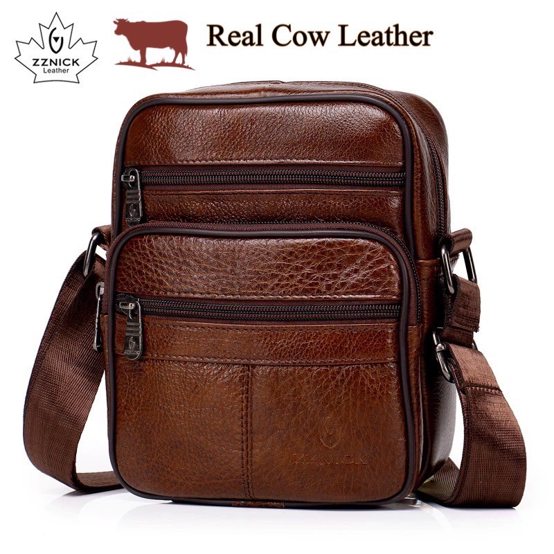 100 Cow Leather Men Shoulder Bag Sling Bag S Size ZZNICK ZNISX Shopee Singapore