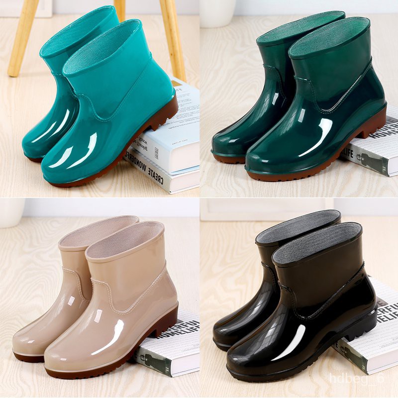 XD.Store Rain Boots Women s Waterproof Short Tube Rain Shoes Men s