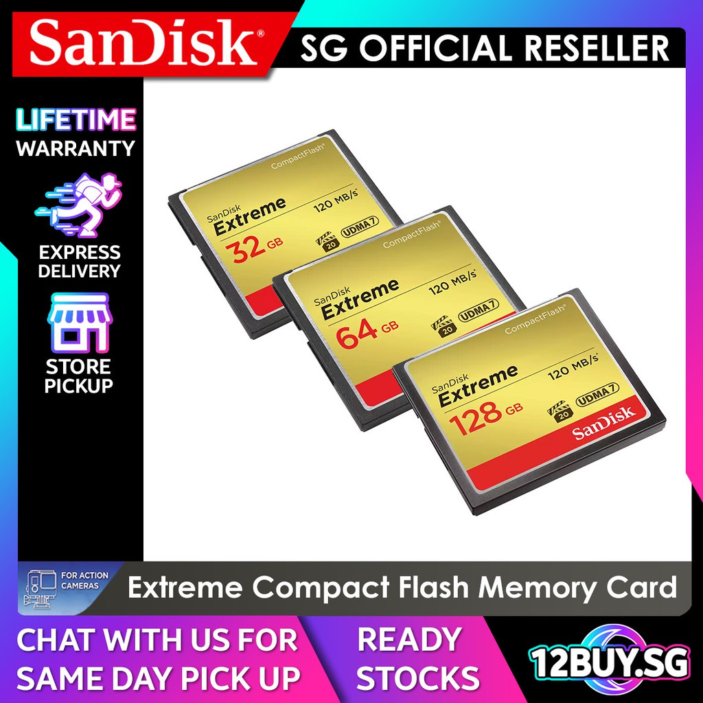 Sandisk Extreme CompactFlash Memory Card 32GB 64GB 128GB CFXS 12BUY.SG Shopee Singapore